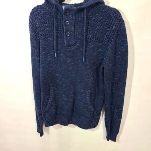RetroFit Brand MFG. Men's Size Small Blue Sweater Hoodie 1/4 Button Up Top